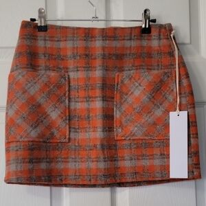 Plaid Orange and Gray Women's Skirt